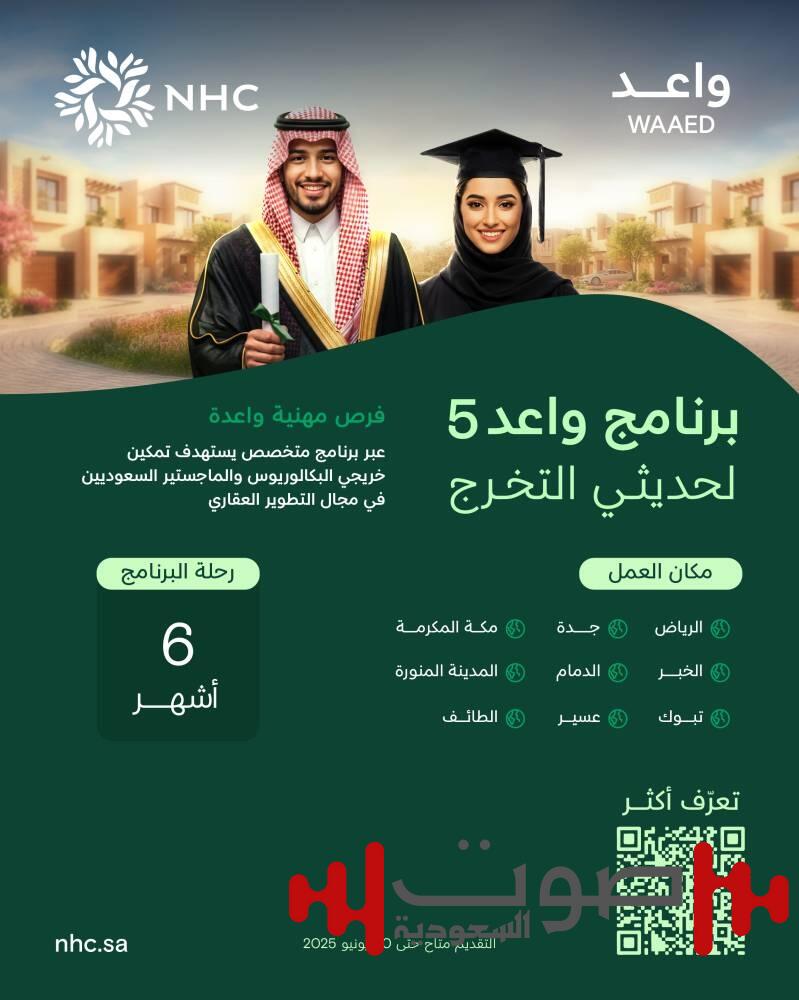 «NHC» تُعلن فتح باب التسجيل في برنامج «واعد» بنسخته الخامسة
